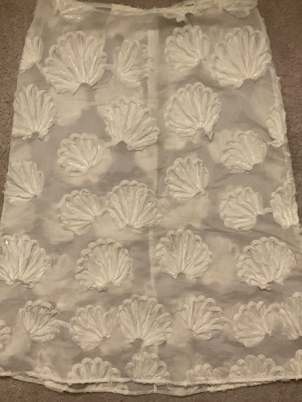 White Fox Sheer Midi Shell Skirt Sheer Cream White Medium - Picture 6 of 10